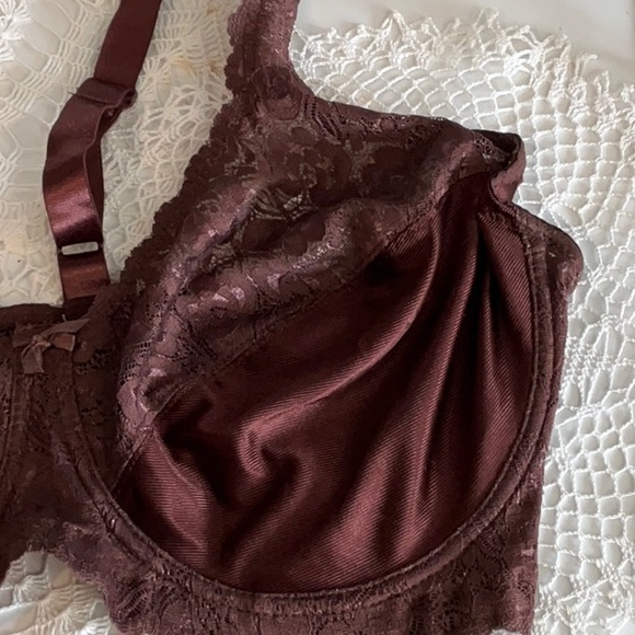 Pink Lace Underwire BraSize 44DD Chocolate Color - Picture 4 of 8